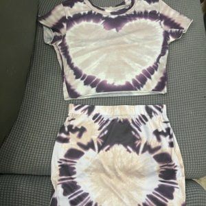 SHEIN TieDye crop and mini skirt set